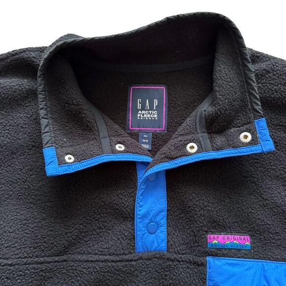 Gap Arctic Fleece Pullover Kids 14-16 Snap Front Pocket Outdoors Retro Boys Girl - Picture 3 of 14